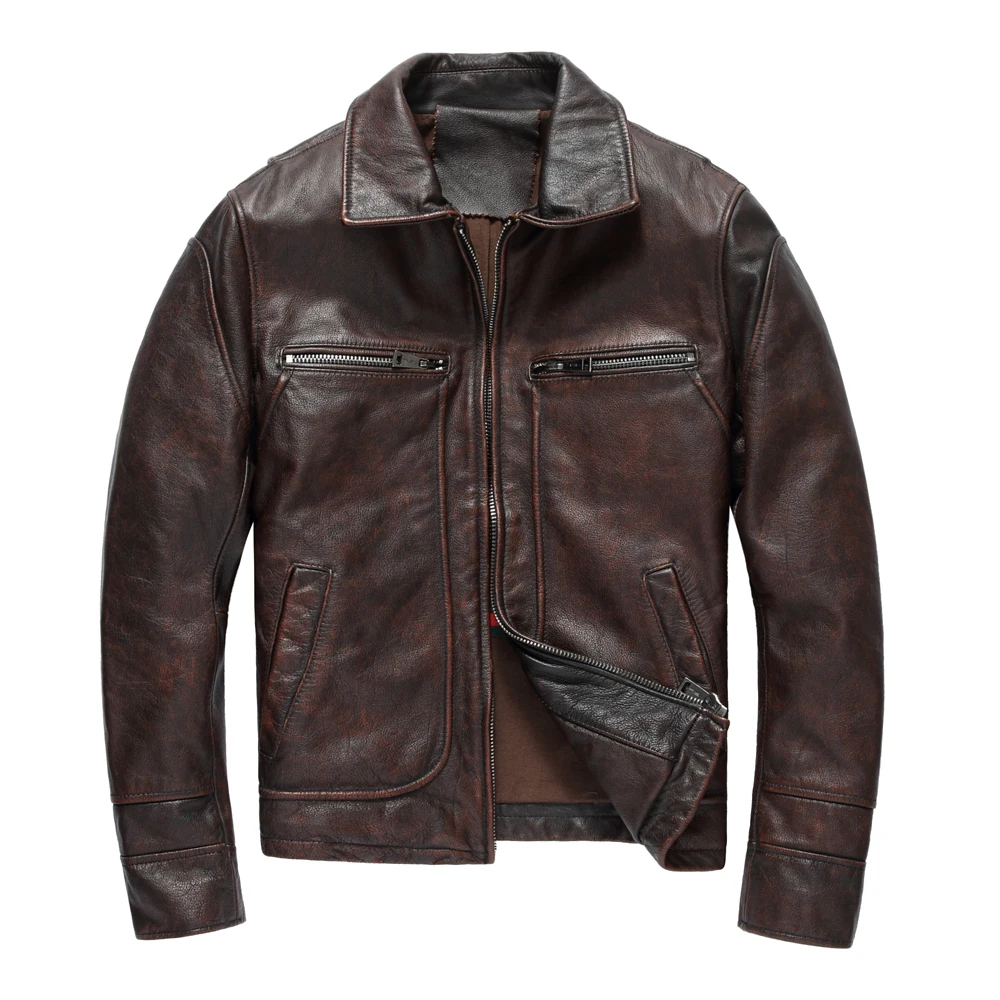 2018 Men Retro Vintage Brown Genuine Leather Jacket Plus Size XXXL Real Thick Cowhide Winter Casual Leather Coat FREE SHIPPING
2018 Men Retro Vintage Brown Genuine Leather Jacket Plus Size XXXL Real Thick Cowhide Winter Casual Leather Coat FREE SHIPPING