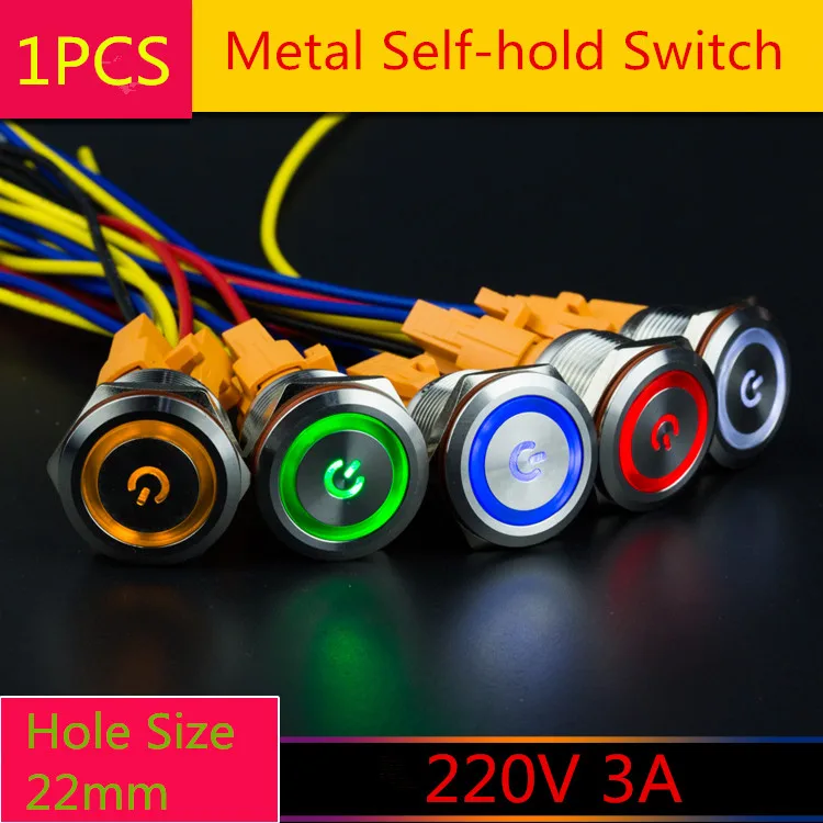 1PCS YT1873 Hole Size 22mm Metal Self-hold Switch 220V 3A Ring Light+Switch Symbol Light Button Self-lock Self-latch switch
1PCS YT1873 Hole Size 22mm Metal Self-hold Switch 220V 3A Ring Light+Switch Symbol Light Button Self-lock Self-latch switch