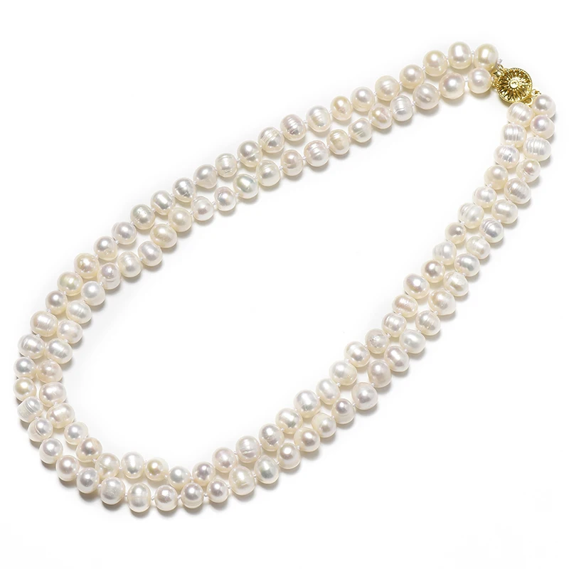 The 8-9 MM Freshwater Natural pearl Necklace with Golden link and 2 rows Natural and Pure white
The 8-9 MM Freshwater Natural pearl Necklace with Golden link and 2 rows Natural and Pure white