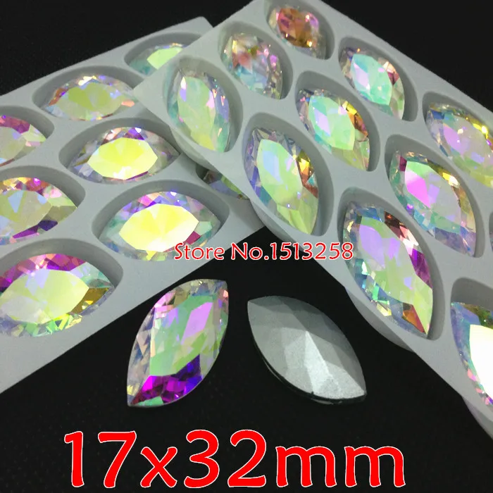 Crystal AB Color Navette Fancy Stone Point Back Horse Eye Glass Crystals17x32mm 35pcs/lot
Crystal AB Color Navette Fancy Stone Point Back Horse Eye Glass Crystals17x32mm 35pcs/lot