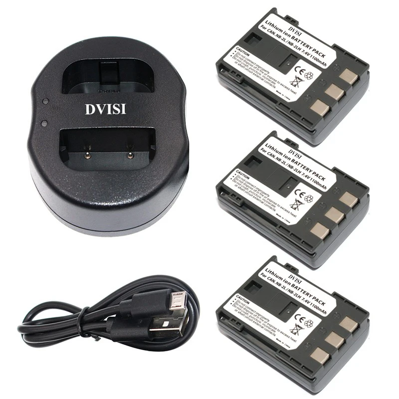 3pcs NB-2L NB 2L NB-2LH Rechargeable Battery with USB Dual Charger for Canon EOS 400D S80 S70 350D G7 G9 Kiss N X Rebel XT XTi
3pcs NB-2L NB 2L NB-2LH Rechargeable Battery with USB Dual Charger for Canon EOS 400D S80 S70 350D G7 G9 Kiss N X Rebel XT XTi