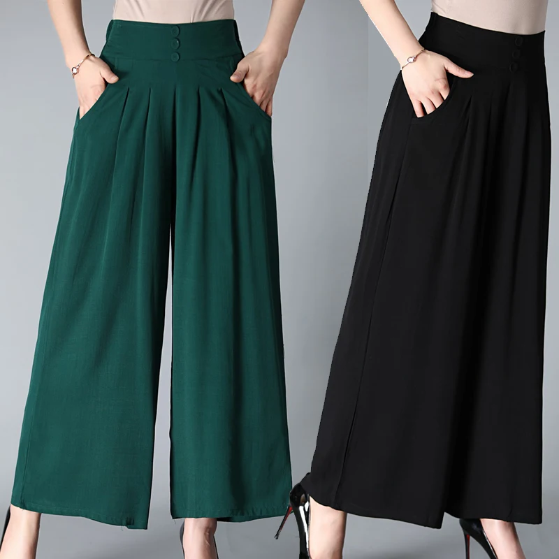 Large size Summer Ladies pants Cotton and linen Wide leg pants High waist casual pants Middle age clothes Loose Nine pants 2116
Large size Summer Ladies pants Cotton and linen Wide leg pants High waist casual pants Middle age clothes Loose Nine pants 2116