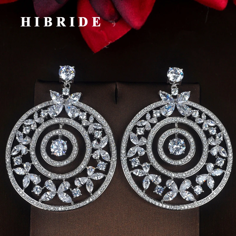 HIBRIDE Charm Elegant Flower Shape AAA Cubic Zircon Women Bride Drop Earrings Jewelry Fashion Pendientes mujer moda Brinco E-725
HIBRIDE Charm Elegant Flower Shape AAA Cubic Zircon Women Bride Drop Earrings Jewelry Fashion Pendientes mujer moda Brinco E-725