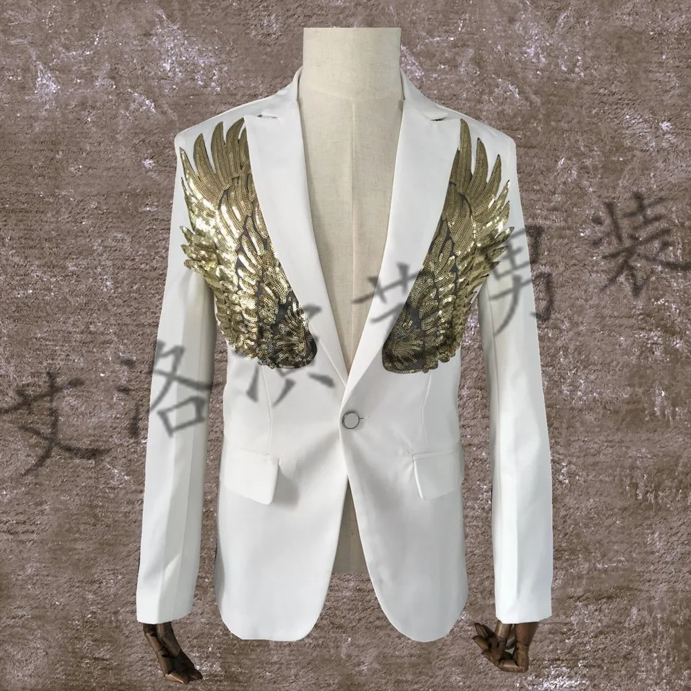 Free shipping mens white/black angel's wing sequined tuxedo jacket/stage performance jaceket/bar/studio jacket
Free shipping mens white/black angel's wing sequined tuxedo jacket/stage performance jaceket/bar/studio jacket