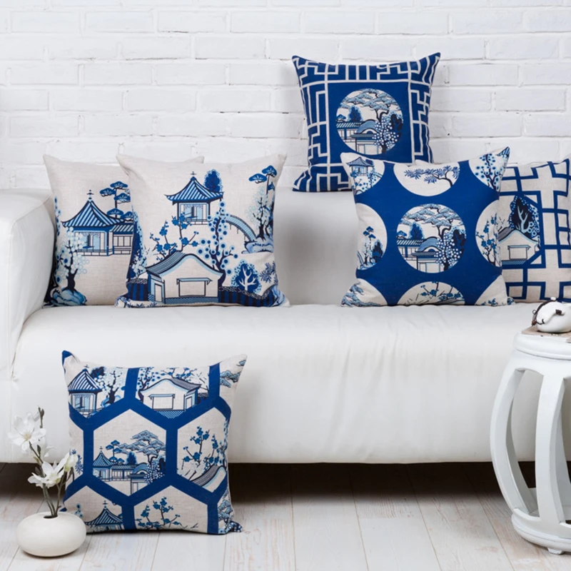 Modern Chinese landscape Blue white Pillow Cushion Cover Home Decorative Pillows Waist Thick Linen Pillowcase Sofa Cushion
Modern Chinese landscape Blue white Pillow Cushion Cover Home Decorative Pillows Waist Thick Linen Pillowcase Sofa Cushion