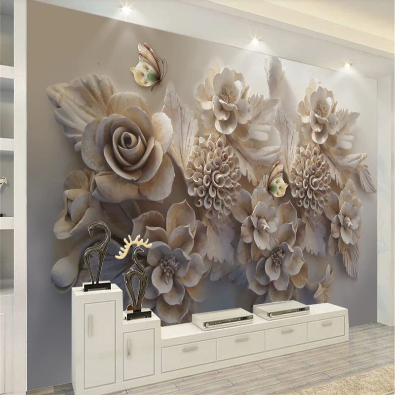 wellyu Beautiful three-dimensional relief 3D flower butterfly TV background wall custom large mural green wallpaper
wellyu Beautiful three-dimensional relief 3D flower butterfly TV background wall custom large mural green wallpaper