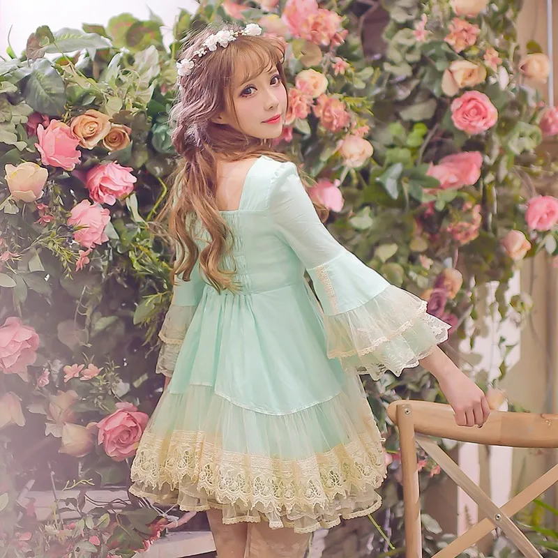 Princess sweet lolita dress Candy rain 2016 new spring original super fairy trumpet sleeve lace princess dress C16AB6025
Princess sweet lolita dress Candy rain 2016 new spring original super fairy trumpet sleeve lace princess dress C16AB6025