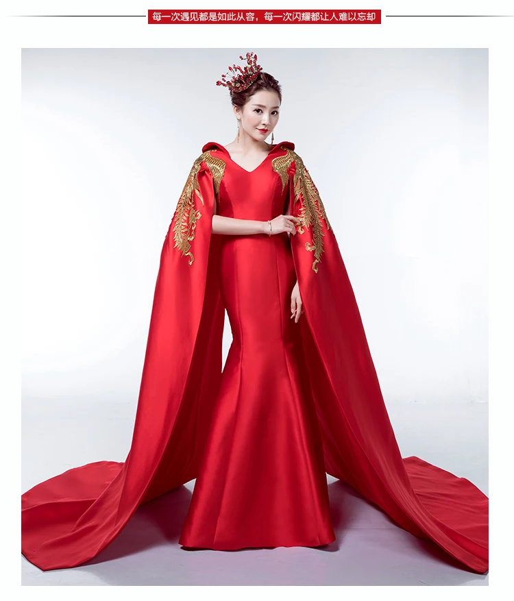 100%real chinese traditional red phonix embroidery one piece long cloak dress/can cusotms size/many styles to choose
100%real chinese traditional red phonix embroidery one piece long cloak dress/can cusotms size/many styles to choose