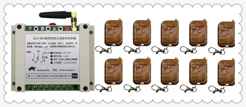 DC12V 24V 36V 48V 10A 2CH RF Wireless Remote Control Switch System 10 transmitter & 1 receiver relay Receiver Smart Home Switch
DC12V 24V 36V 48V 10A 2CH RF Wireless Remote Control Switch System 10 transmitter & 1 receiver relay Receiver Smart Home Switch