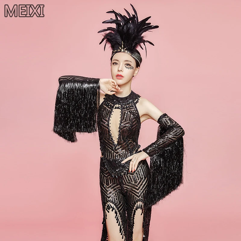 Super sexy shiny black hollowed-out fringed trousers suit bar club concert female dancer costumes
Super sexy shiny black hollowed-out fringed trousers suit bar club concert female dancer costumes