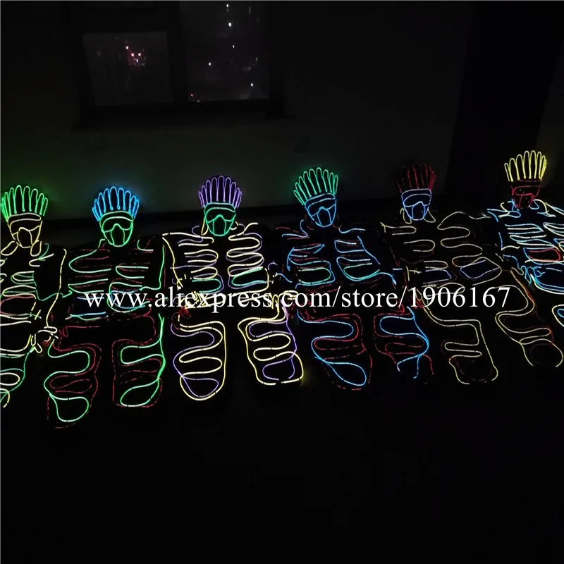 6 Designs Super Bright EL Wire Clothes Led Luminous Ballroom Costumes Light Up Robot Suit Dance Wear For Stage DJ Bar Party Show
6 Designs Super Bright EL Wire Clothes Led Luminous Ballroom Costumes Light Up Robot Suit Dance Wear For Stage DJ Bar Party Show