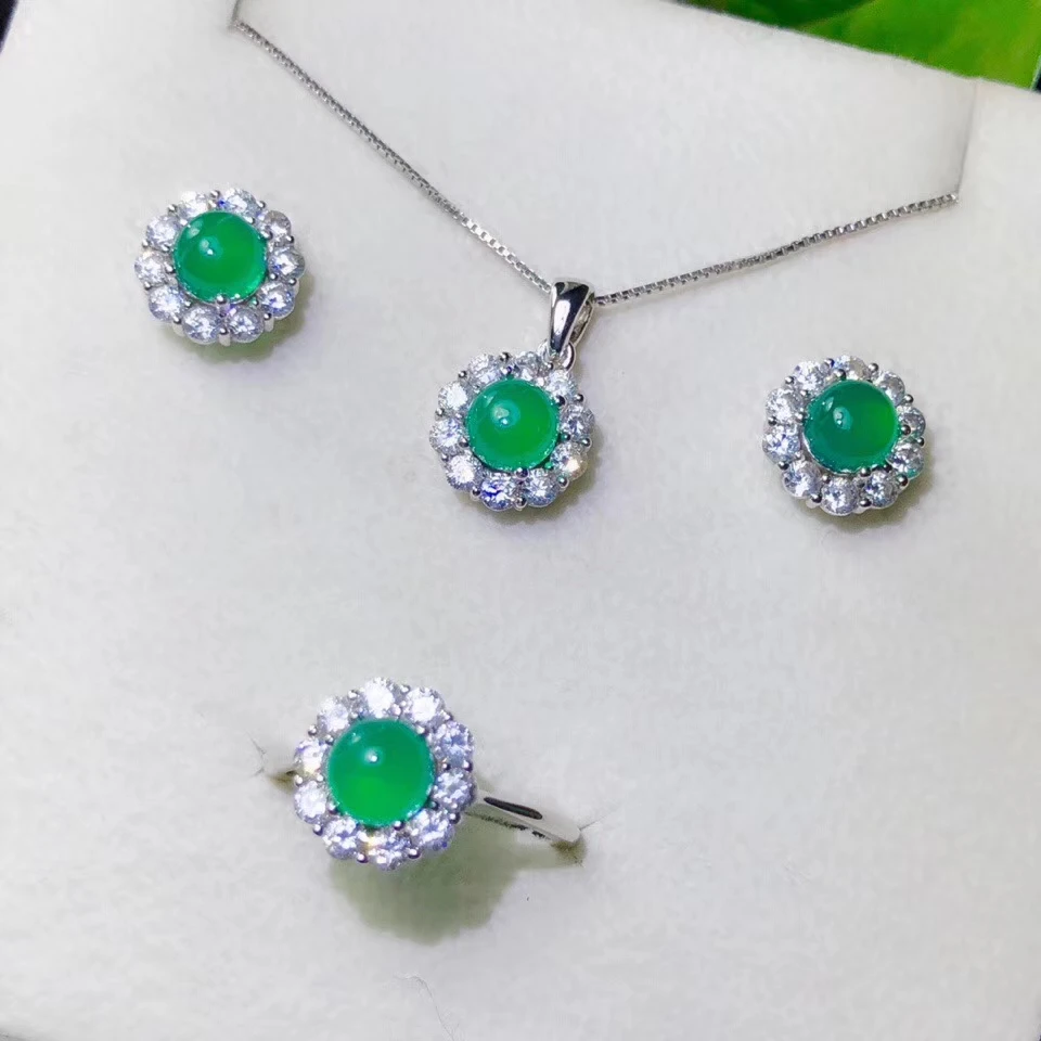 classic green chalcedony gemstone ring earrings and necklace jewelry set round natural gem real 925 silver stud earrings gift
classic green chalcedony gemstone ring earrings and necklace jewelry set round natural gem real 925 silver stud earrings gift
