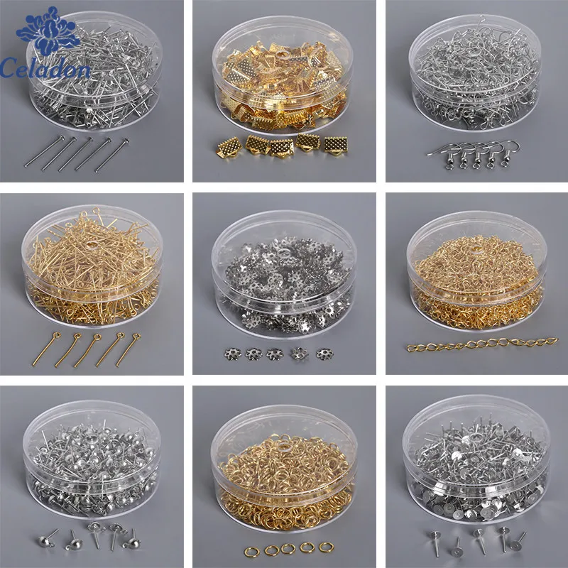 100-500pcs Gold Silver Color Jewelry Box Earring Hooks Chains Jump Rings Bead Caps 9 Letter Eye Pins DIY Jewelry Findings Making
100-500pcs Gold Silver Color Jewelry Box Earring Hooks Chains Jump Rings Bead Caps 9 Letter Eye Pins DIY Jewelry Findings Making