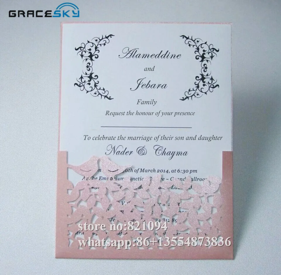 50pcs Free Shipping laser cutting Elegant birds design pocket style Paper Wedding Party Invitation Cards with inner Blank paper
50pcs Free Shipping laser cutting Elegant birds design pocket style Paper Wedding Party Invitation Cards with inner Blank paper
