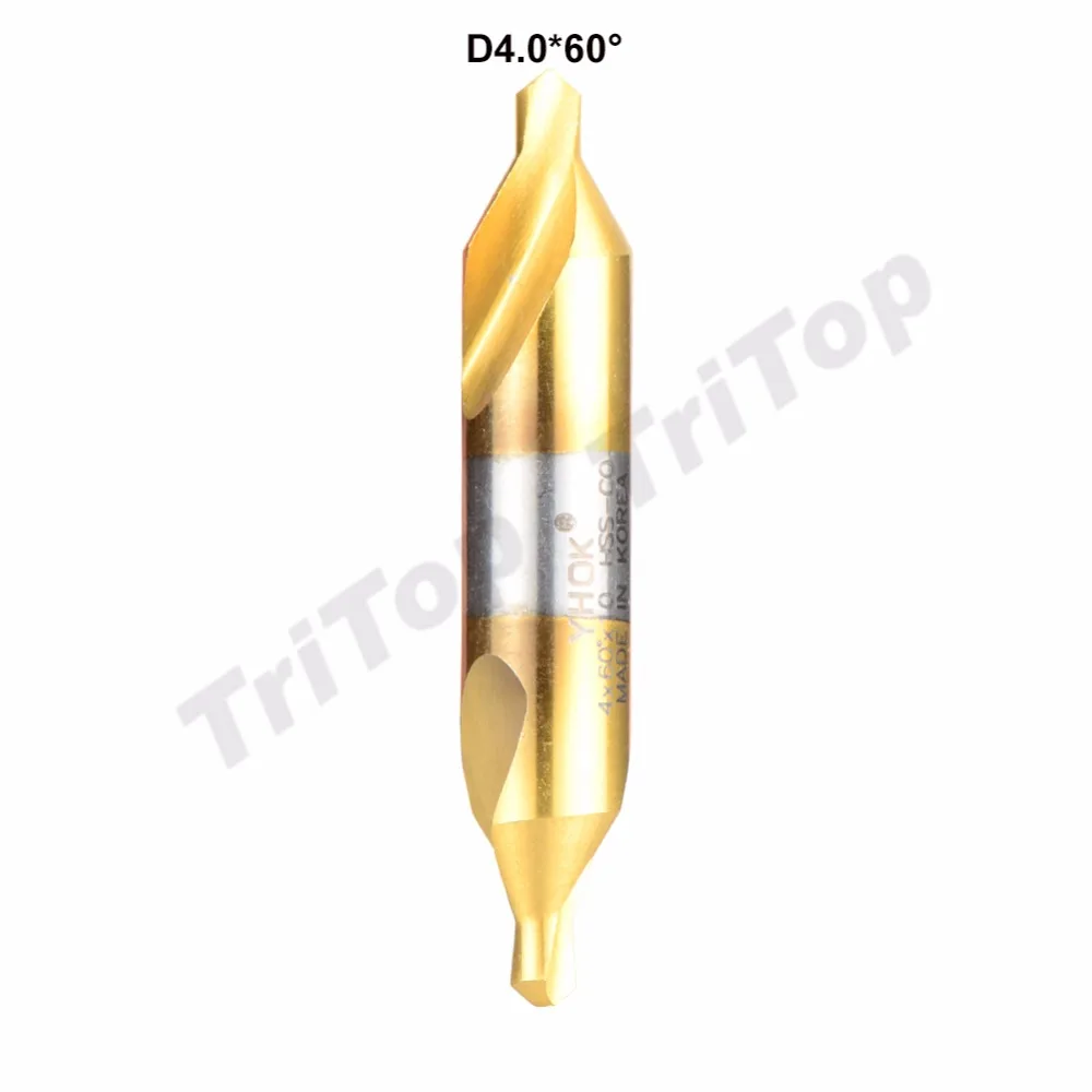 5pcs/lot D4.0*60degree HSS high quality Containing cobalt golden coating center drill bit shank diameter 10mm 60
5pcs/lot D4.0*60degree HSS high quality Containing cobalt golden coating center drill bit shank diameter 10mm 60