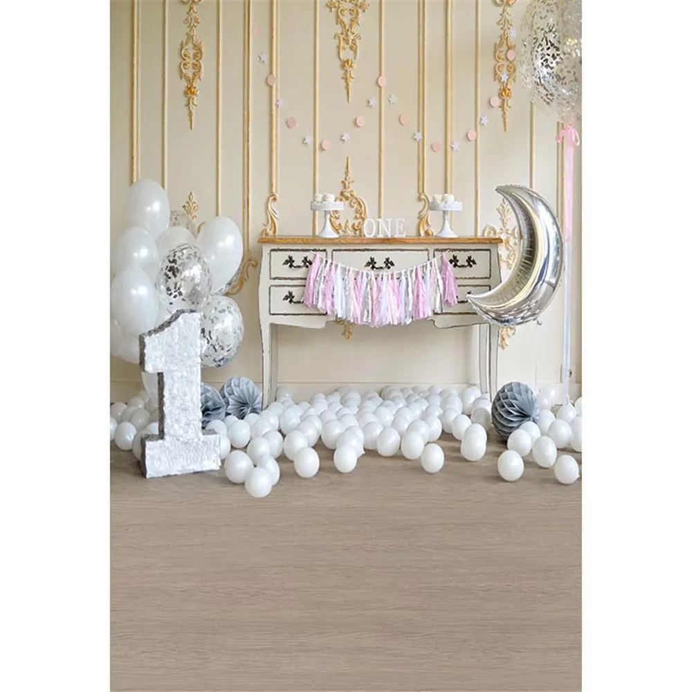 Baby Photo Background 1st Birthday Printed White and Silver Crescent-shaped Balloons Kids Party Themed Photography Backdrops
Baby Photo Background 1st Birthday Printed White and Silver Crescent-shaped Balloons Kids Party Themed Photography Backdrops