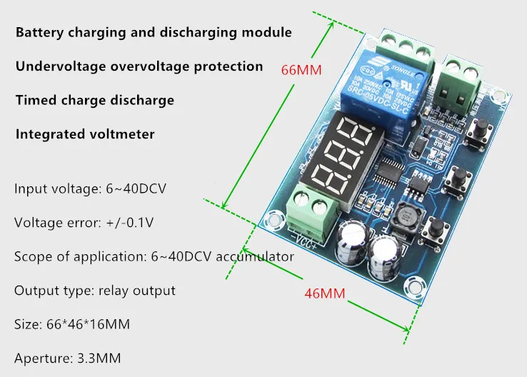 Battery charge and discharge module integrated voltmeter undervoltage and overvoltage protection timing charge and discharge
Battery charge and discharge module integrated voltmeter undervoltage and overvoltage protection timing charge and discharge