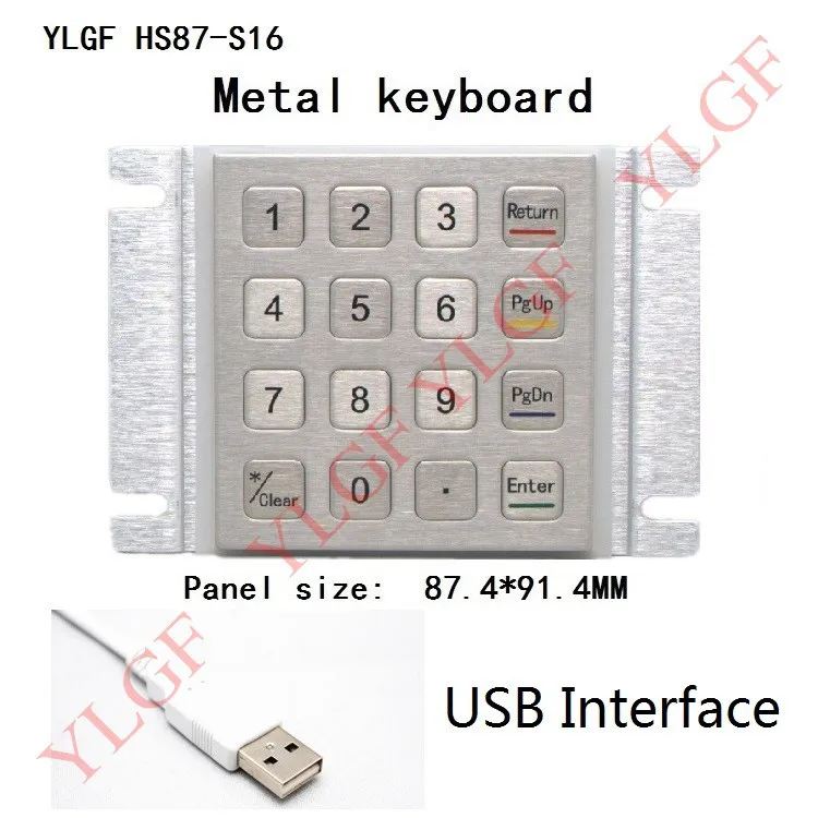 Metal keyboard, YLGF HS87-S16-U USB interface 16 key embedded keyboard Waterproof (IP65), dust, anti violence
Metal keyboard, YLGF HS87-S16-U USB interface 16 key embedded keyboard Waterproof (IP65), dust, anti violence