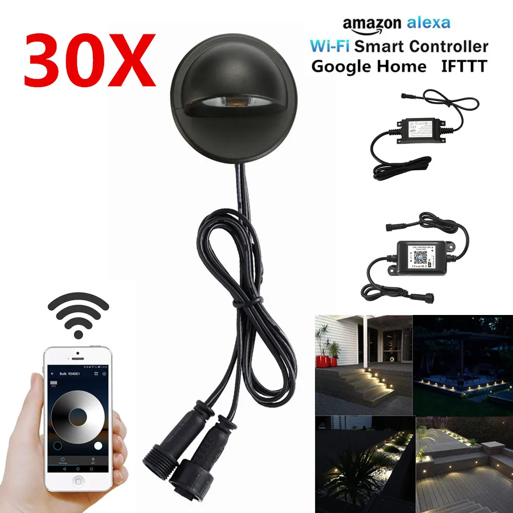30Pcs Smart WIFI Controller Dimmer Timer Black Half Moon 35mm LED Deck Step Stair Fence Lights Low Voltage for Alexa Google Home
30Pcs Smart WIFI Controller Dimmer Timer Black Half Moon 35mm LED Deck Step Stair Fence Lights Low Voltage for Alexa Google Home