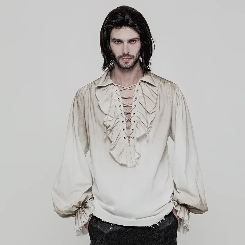 PUNK RAVE Men Steampunk Renaissance Pirate Shirt White Ruffled Lace Up Long Sleeve Blouse WY873
PUNK RAVE Men Steampunk Renaissance Pirate Shirt White Ruffled Lace Up Long Sleeve Blouse WY873