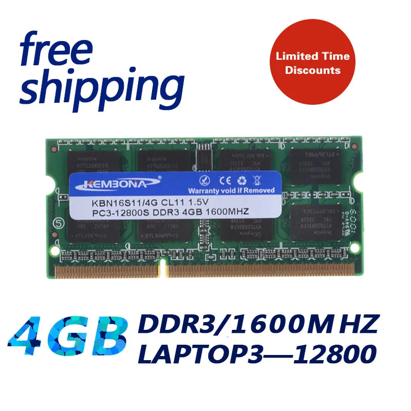 KEMBONA 1.5V Voltage Laptop / Notebook DDR3 4gb 1600mhz PC3-12800 / DDR3 1600MHz PC3 12800 Non-ECC 4GB SO-DIMM Ram Memoria
KEMBONA 1.5V Voltage Laptop / Notebook DDR3 4gb 1600mhz PC3-12800 / DDR3 1600MHz PC3 12800 Non-ECC 4GB SO-DIMM Ram Memoria