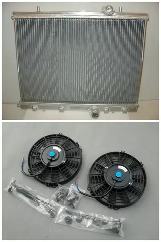Low Price Full Aluminum Radiator +Fans For 1999-2008 PEUGEOT 206 GTI/RC 180 1999 2000 2001 2002 2003 2004 2005 2006 2007 2008