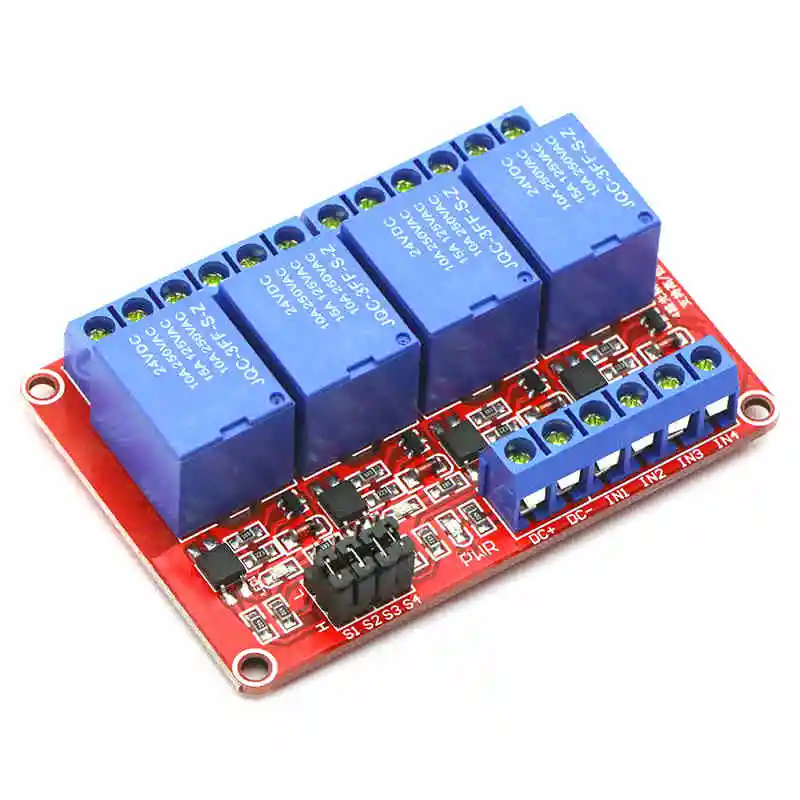 4-way relay module with optocoupler isolation support high and low level trigger 24V four way
4-way relay module with optocoupler isolation support high and low level trigger 24V four way