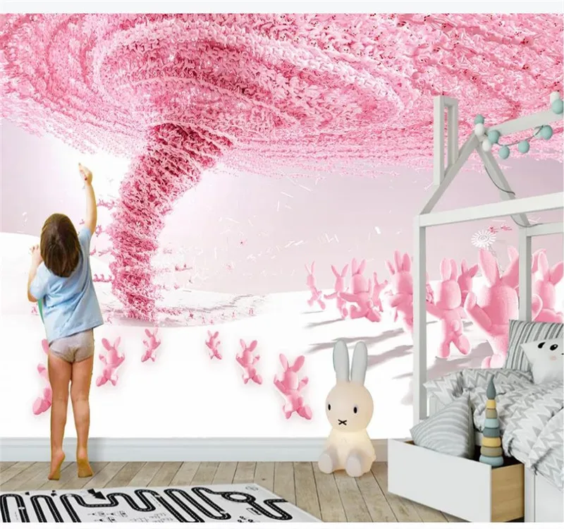 Customized 3d wallpaper beautiful dreamy pink bunny princess children's room decoration painting silk waterproof material
Customized 3d wallpaper beautiful dreamy pink bunny princess children's room decoration painting silk waterproof material