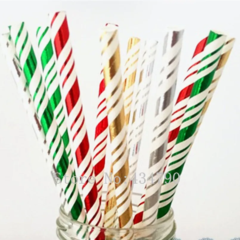1000 Pcs Christmas Party Paper Straws Bulk-Shiny Colored Vintage Metallic Foil Gold Silver Green Red Striped Holiday Disposable
1000 Pcs Christmas Party Paper Straws Bulk-Shiny Colored Vintage Metallic Foil Gold Silver Green Red Striped Holiday Disposable