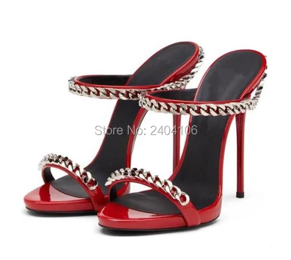 Fashion Newest Black White Red Mules Chain Embelished Stiletto Slippers Summer Shoes Slip On Sexy High Heel Sandals Women Slides
Fashion Newest Black White Red Mules Chain Embelished Stiletto Slippers Summer Shoes Slip On Sexy High Heel Sandals Women Slides