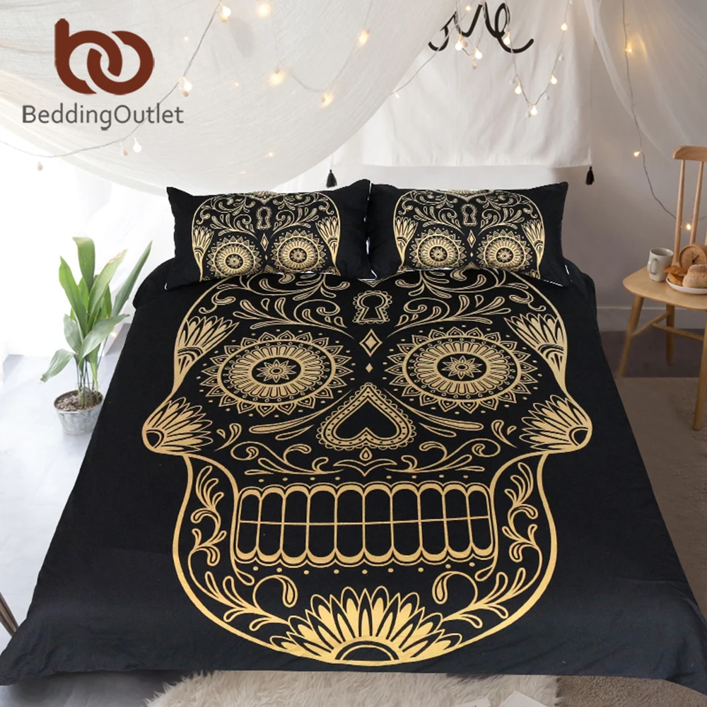 BeddingOutlet Sugar Skull Bedding Set Golden Gothic Duvet Cover Set Bohemian Black Home Textiles Floral Mandala Bedclothes 3pcs
BeddingOutlet Sugar Skull Bedding Set Golden Gothic Duvet Cover Set Bohemian Black Home Textiles Floral Mandala Bedclothes 3pcs