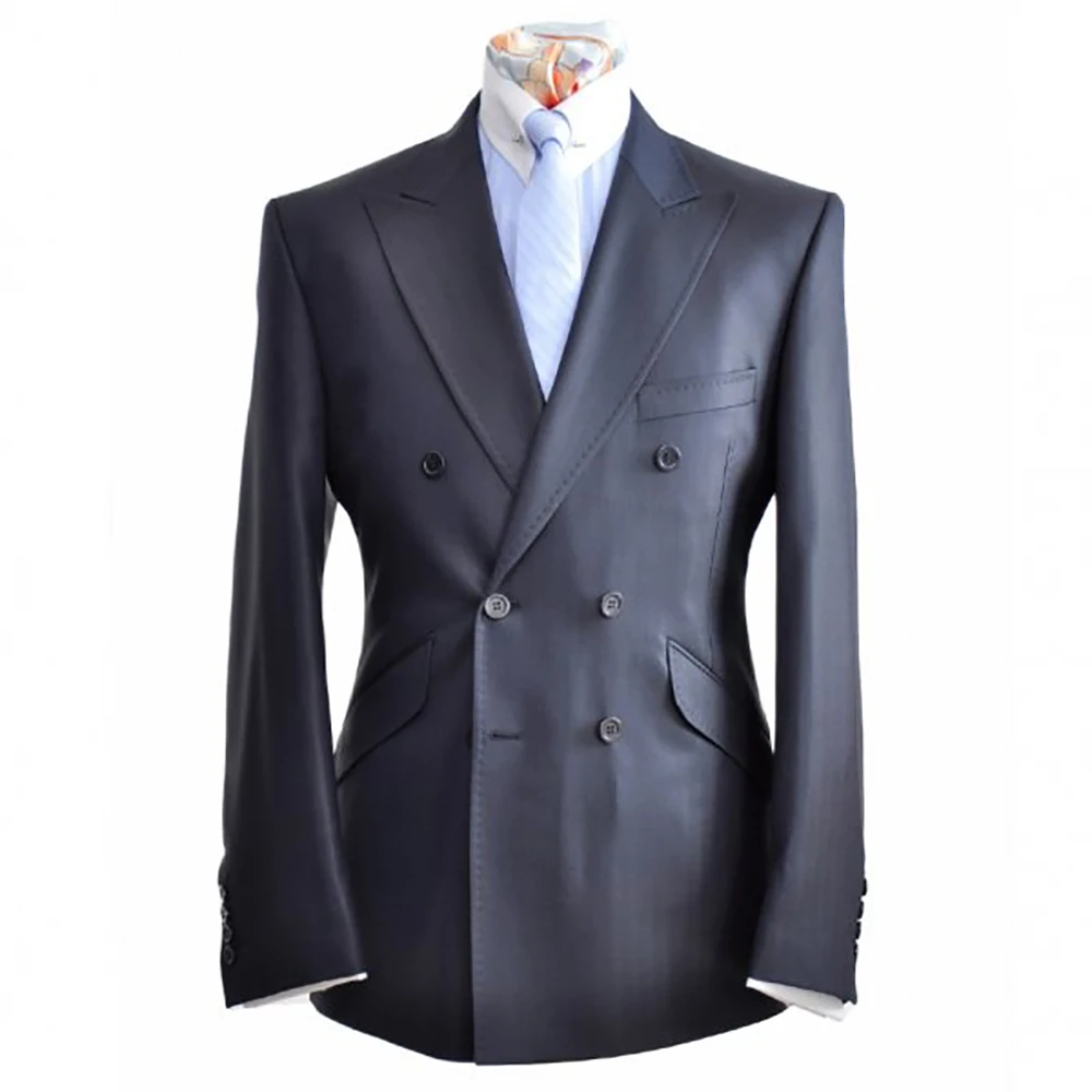 Custom Men Suit Men TAILORED Slim Fit Dark Blue Grey Double Breasted Suits with Siding Flap Pocket Peak Lapel
Custom Men Suit Men TAILORED Slim Fit Dark Blue Grey Double Breasted Suits with Siding Flap Pocket Peak Lapel