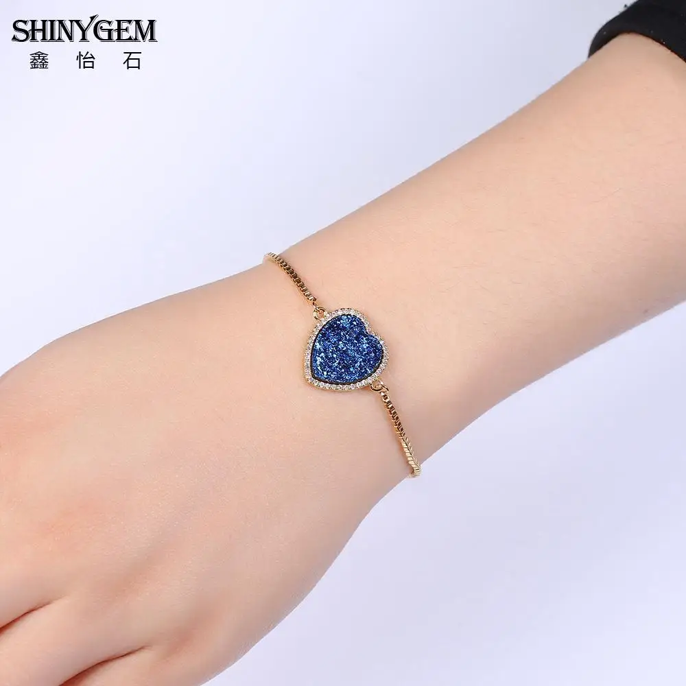 ShinyGem Natural Vintage Love Heart Charm Bracelet Sparkling Blue/Rainbow/White Opal Stone Adjustable Big Druzy Heart For Women
ShinyGem Natural Vintage Love Heart Charm Bracelet Sparkling Blue/Rainbow/White Opal Stone Adjustable Big Druzy Heart For Women