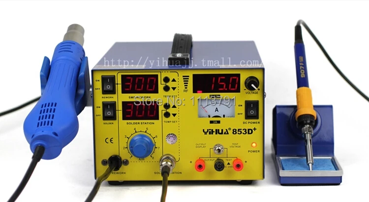 3in1 YH-853D+ hot air rework station/ReWork Station+ Mobile phone Power+Electric soldering iron 110/220V
3in1 YH-853D+ hot air rework station/ReWork Station+ Mobile phone Power+Electric soldering iron 110/220V