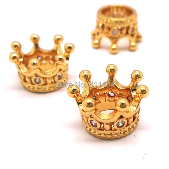 Gold Plated Micro Pave Brass Metal Zircon CZ Crystal Crown Shape European Charms Hollow Spacer Beads Connectors Findings
Gold Plated Micro Pave Brass Metal Zircon CZ Crystal Crown Shape European Charms Hollow Spacer Beads Connectors Findings