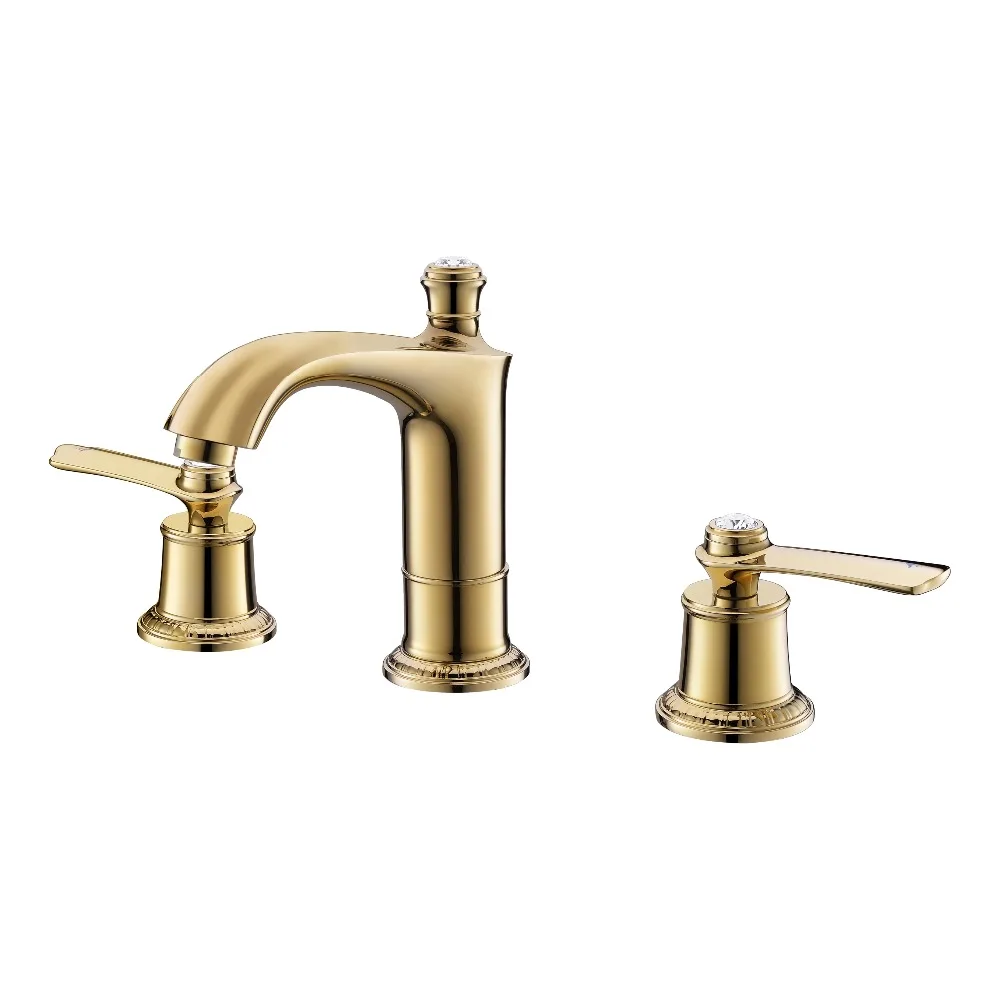 Gold 3 Holes Widespread Bathroom Lavatory Faucet Luxury brass crystal sink faucet Art classic European style
Gold 3 Holes Widespread Bathroom Lavatory Faucet Luxury brass crystal sink faucet Art classic European style