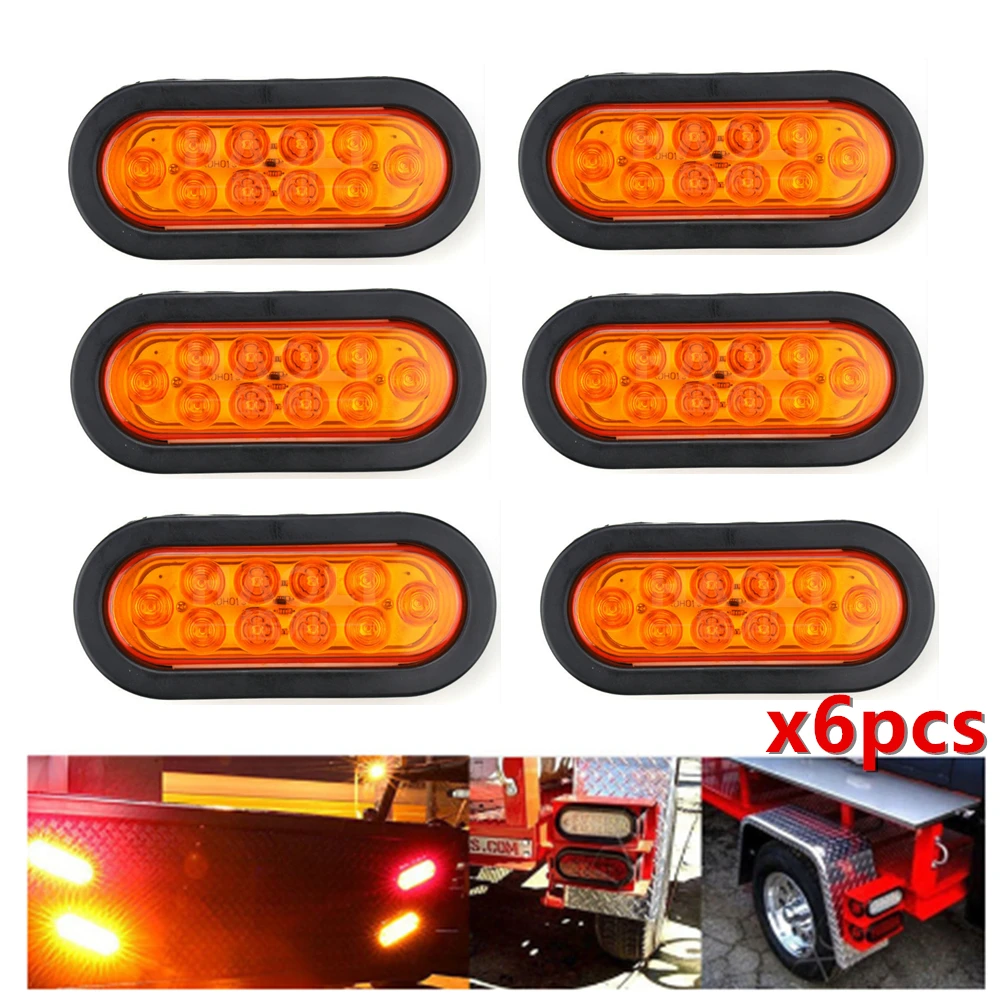 6pcs 6'' LED Waterproof Oval Red Amber Trailer Lights Rear Stop Turn Signal Parking Tail Brake Lights for Boat Trailer Truck RV
6pcs 6'' LED Waterproof Oval Red Amber Trailer Lights Rear Stop Turn Signal Parking Tail Brake Lights for Boat Trailer Truck RV