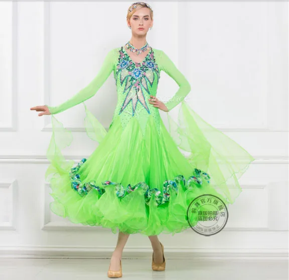 New green embroidery flower long mesh sleeve back cutout adult Ballroom Fox trot tango Modern Waltz competition Dance Dress
New green embroidery flower long mesh sleeve back cutout adult Ballroom Fox trot tango Modern Waltz competition Dance Dress