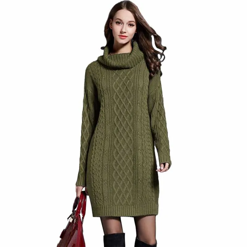 Fashion Knit Dress Women 2022 Spring Autumn High Collar Thick Warm Sweater Pullover Solid Female Long Sleeve Long Sweater G130 
Fashion Knit Dress Women 2022 Spring Autumn High Collar Thick Warm Sweater Pullover Solid Female Long Sleeve Long Sweater G130