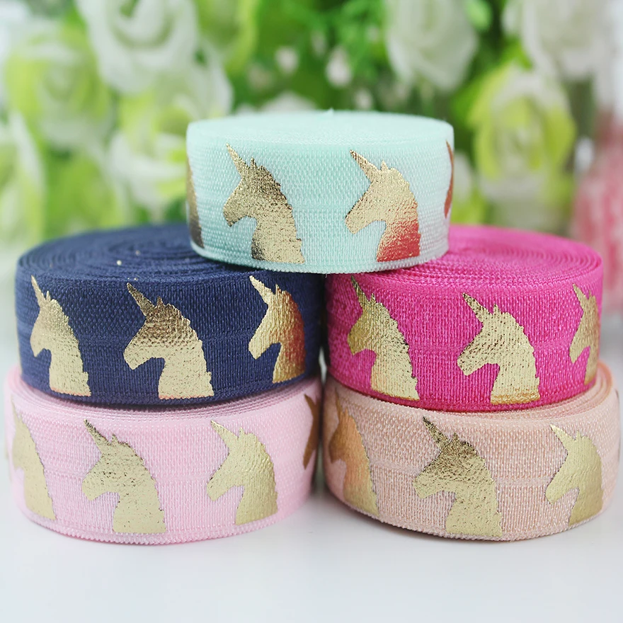 50 yards 16mm fold over stretch ribbon gold unicorn foil printing elastic ribbon DIY Wedding Bow materials sewing tapes
50 yards 16mm fold over stretch ribbon gold unicorn foil printing elastic ribbon DIY Wedding Bow materials sewing tapes