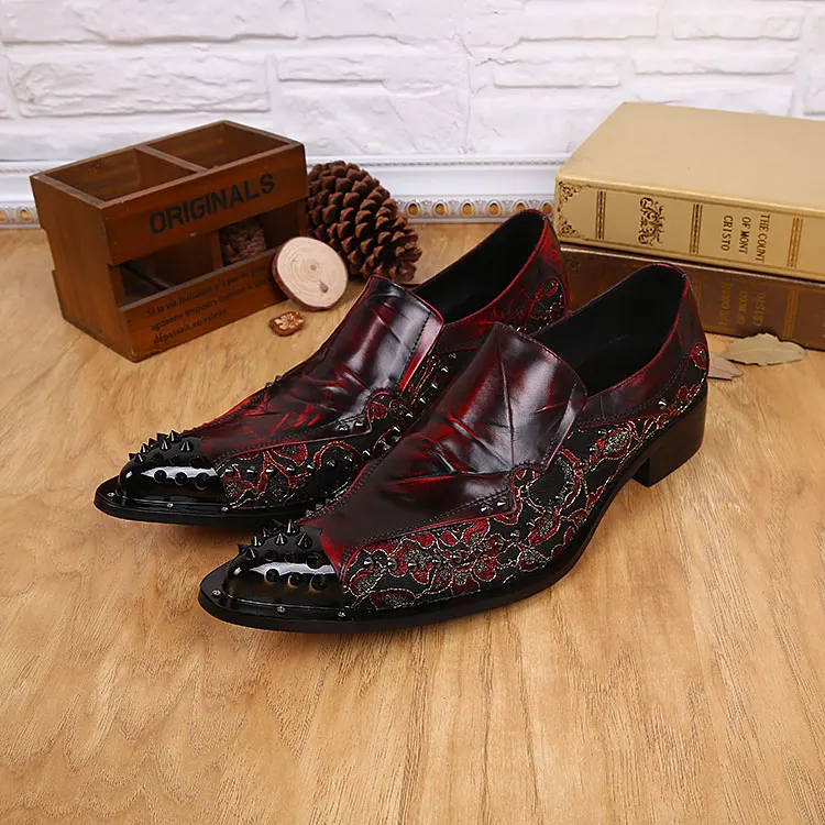 Mens pointed toe dress shoes crocodile skin men leather shoes iron toe formal wedding shoes studded spiked loafers plus size
Mens pointed toe dress shoes crocodile skin men leather shoes iron toe formal wedding shoes studded spiked loafers plus size