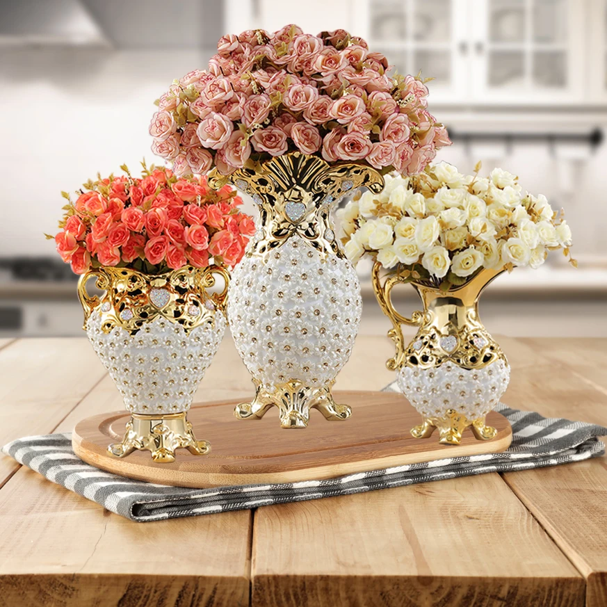 Europe Luxury High-grade Diamond Resin Vase+Artificial Flower Ornament Home Decoration Crafts Livingroom Flower Pot Figurine Art
Europe Luxury High-grade Diamond Resin Vase+Artificial Flower Ornament Home Decoration Crafts Livingroom Flower Pot Figurine Art