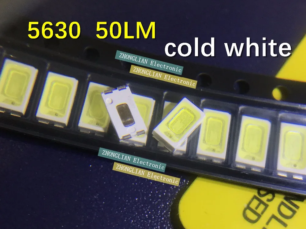 2000PCS/Lot LED 5630 SMD beads LCD TV display backlight lamp cold white bright double chip 50LM
2000PCS/Lot LED 5630 SMD beads LCD TV display backlight lamp cold white bright double chip 50LM