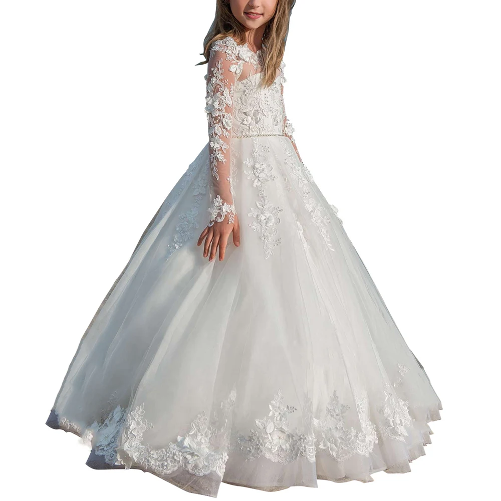 long sleeve first communion dresses for girls applique tulle white flower girls dresses kids party ball gowns
long sleeve first communion dresses for girls applique tulle white flower girls dresses kids party ball gowns