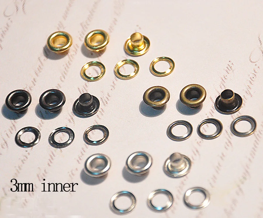 Inner hole 3mm metal garment eyelets 4 color choices DIY scrapbooking eyelets for garment or bags 300set/lot
Inner hole 3mm metal garment eyelets 4 color choices DIY scrapbooking eyelets for garment or bags 300set/lot