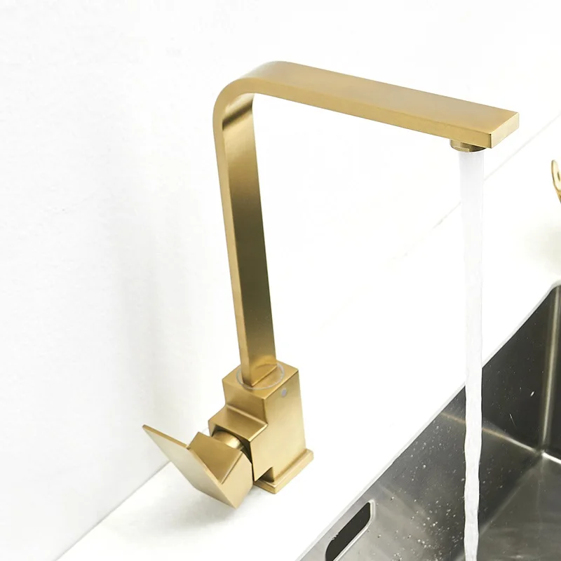 Kitchen Faucet 304 Stainless Steel Brushed Gold Faucet Rotatable Square Tap Single Handle Wash Basin Sink Mixer Crane
Kitchen Faucet 304 Stainless Steel Brushed Gold Faucet Rotatable Square Tap Single Handle Wash Basin Sink Mixer Crane