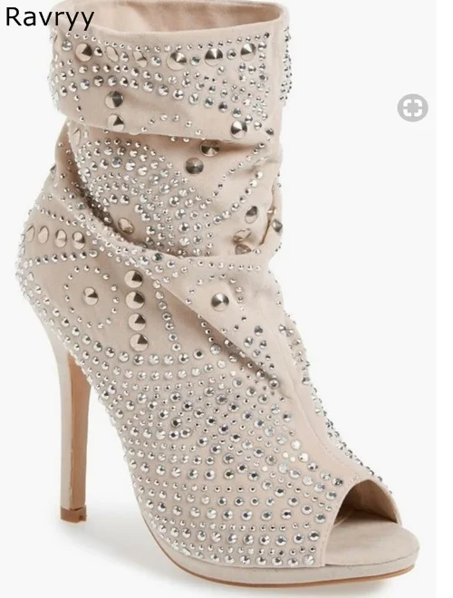 Peep Toe Woman Ankle Boots Bling Bling Crystal Decor Suede Leather Short Boot Hot Fashion Autumn Thin Heel Female Shoes
Peep Toe Woman Ankle Boots Bling Bling Crystal Decor Suede Leather Short Boot Hot Fashion Autumn Thin Heel Female Shoes