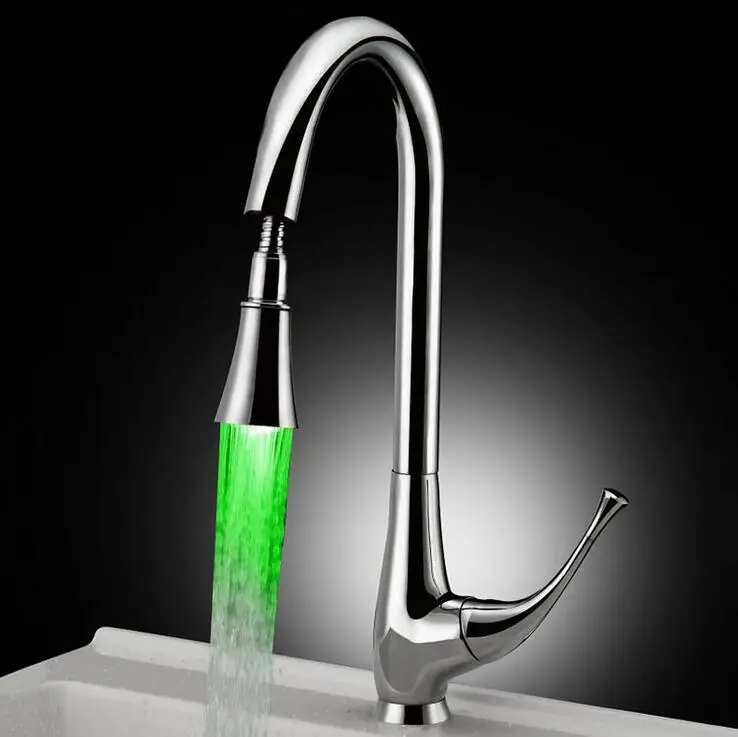 Kitchen LED faucet mixer tap hot and cold, Rotated kitchen sink basin faucet pull down,Copper stretch dish basin LED faucet lamp
Kitchen LED faucet mixer tap hot and cold, Rotated kitchen sink basin faucet pull down,Copper stretch dish basin LED faucet lamp