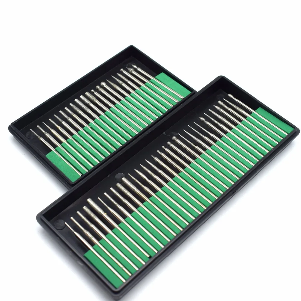 50 шт./компл. алмазные вращающиеся буры инструменты для полировки ювелирных изделий сверла для гравировки шлифовальные буры диаметр 2,35 мм DIY Ювелирный инструмент
50 шт./компл. алмазные вращающиеся буры инструменты для полировки ювелирных изделий сверла для гравировки шлифовальные буры диаметр 2,35 мм DIY Ювелирный инструмент