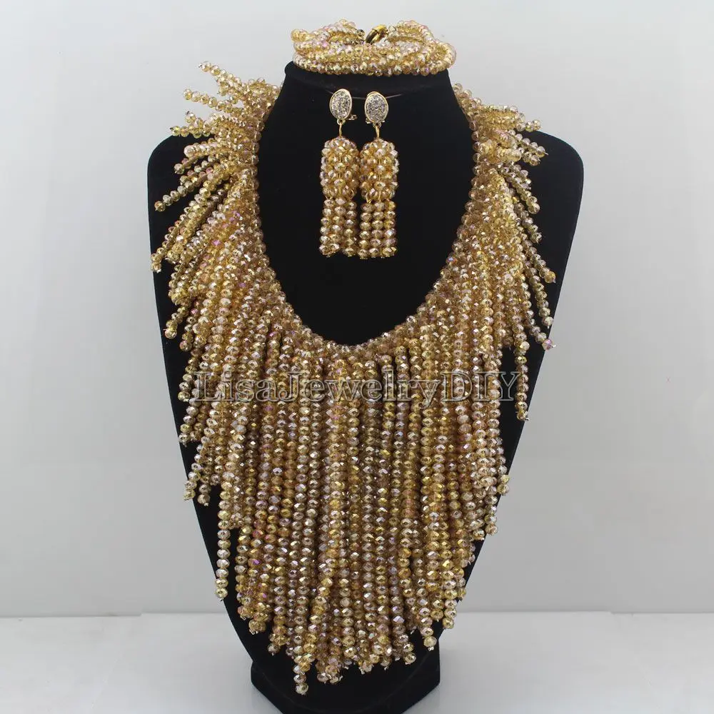 Luxury Champagne Nigerian Wedding African Beads Jewelry Set Full Beads Bib Statement Necklace Set Free Shipping HD6057
Luxury Champagne Nigerian Wedding African Beads Jewelry Set Full Beads Bib Statement Necklace Set Free Shipping HD6057